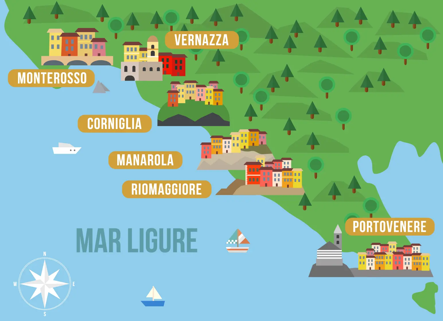 Cinque Terre Map Cinque Terre Map